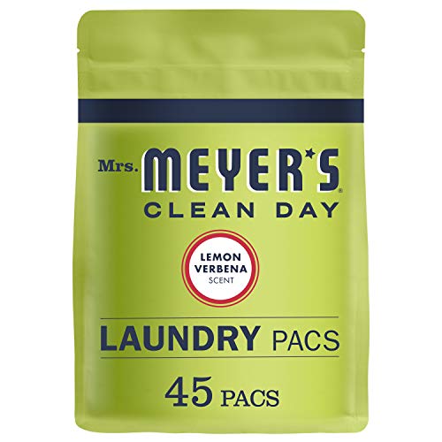 Book Cover Mrs. Meyer's Clean Day Laundry Detergent Pacs, Biodegradable Formula, Ready to Use Pods, Lemon Verbena Scent, 45 Count