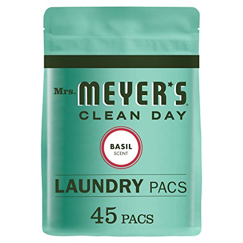 Book Cover Mrs. Meyer's Clean Day Laundry Detergent Pacs, Biodegradable Formula, Ready to Use Pods, Basil Scent, 45 Count