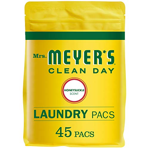 Mrs. Meyer's Clean Day Laundry Detergent Pods, Biodegradable Formula, Ready to Use Laundry Pacs, Honeysuckle Scent, 45 Count