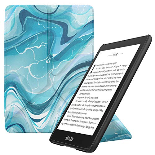 MoKo Case Fits 6" Kindle Paperwhite (10th Generation, 2018 Releases), Standing Origami Slim Shell Cover with Auto Wake/Sleep Fits Kindle Paperwhite E-Reader - Blue Water Color