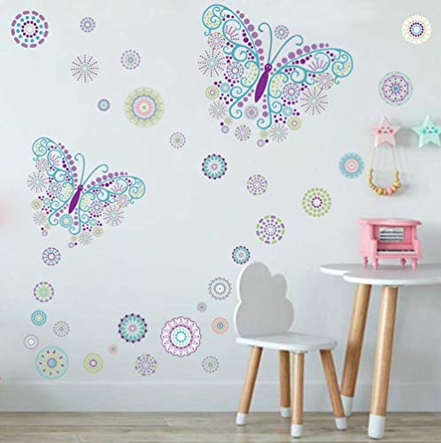 Book Cover Butterfly Wall Decal with Flower Wall Sticker, Creative Romantic Butterfly for Girls Bedroom Decoration
