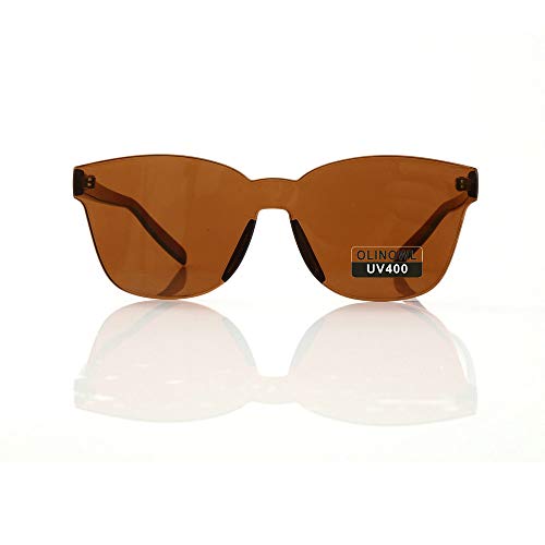 OLINOWL Oversized Square Rimless Sunglasses Tinted Unisex Women Men One Piece colored Transparent Eyewear Retro Eyeglasses