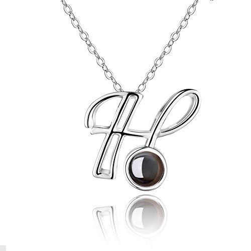 Christmas Gifts Initial Necklace 100 languages I Love You A to Z 26 Letters Alphabet Pendant Necklace Personalized Mother's Day Gifts for Women Girls