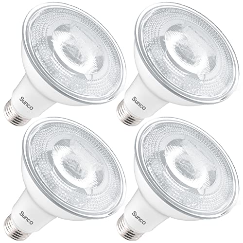 Sunco 4 Pack Dusk to Dawn Light Bulbs Flood Light Outdoor PAR30 LED, Photocell Sensor, 11W=90W, 3000K Warm White, 850 LM, IP65 Waterproof, Light Sensing Auto On/Off Security Porch Light, UL