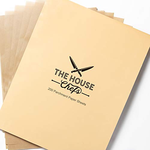 Parchment Paper Sheets Pack of 200 by The House Chefs - 12 x 16 An Exact Fit For Half Sheet Pans - Non Toxic - Greaseproof - Waterproof - Perfect Sleeve For Easy Storage