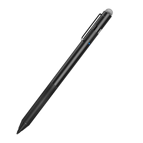 MEKO 1.6mm Fine Tip Active Digital Stylus Pen with Universal Fiber Tip 2-in-1 for Drawing and Handwriting Compatible with Apple Pen iPad iPhone and Andriod Touchscreen Cellphones, Tablets-Black