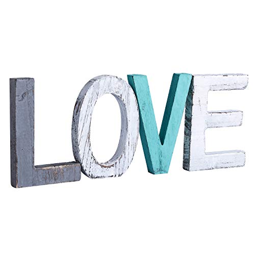 Book Cover Y&ME Rustic Wood Love Sign, Decorative Wooden Block Word Signs, Freestanding Wooden Letters, Rustic Love Signs for Home Decor,16.5 x 5.9 Inch, Multicolor