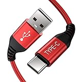 USB Type C Cable 3.3FT 2PACK,USB-C Charging Cord Fast Charger Compatible with Samsung Galaxy Note 9 8 S10 S9 S8 Plus,LG G7 V35 ThinQ,V30,Moto Z3 G6 X4,Google Pixel 2 XL,OnePlus 6 5T (Red)