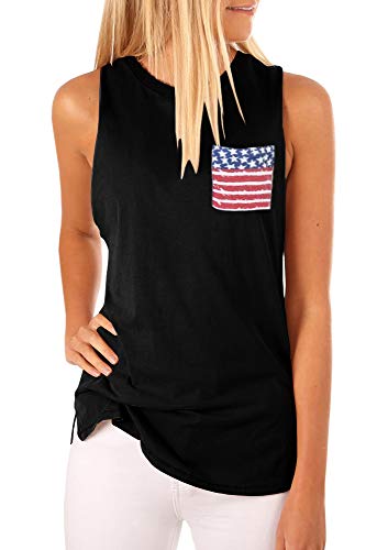 Niitawm Womens Tank Tops Sleeveless Summer Casual Round Neck Blouse Plain Shirts Camisole Tops with Pocket