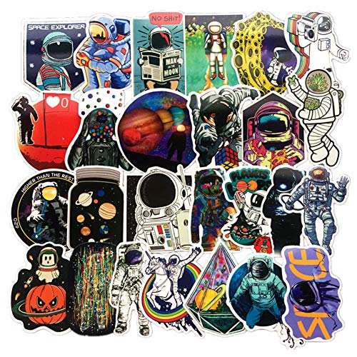 Homyu Stickers Pack 50-Pcs Decals of Astronaut Space Man Stickers Decals for Cars Motorcycle Portable Luggages Ipad Laptops Waterproof Sunlight-Proof