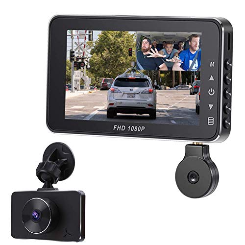Book Cover Car Dashcam,Dash Cam Recorder Front and Rear Facing Cameras 3' Display for Cars and Trucks with Night Vision Support 128GB Memory Card
