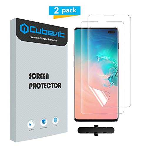 Cubevit Galaxy S10 Plus Screen Protector, [2 Pack][LIFETIME Replacement Warranty] Full Coverage [Case Friendly], Bubble Free/Ultra Clear/Screen Protector for Samsung Galaxy S10 Plus