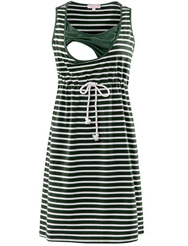 Bhome Nursing Tank Dress Maternity Sleeveless Breastfeeding Dress Casual Knee Length