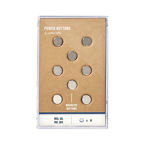 Silver Magnetic Power Buttons by Würkin Stiffs | Pack of 8 | Replacement Magnets for Power Stays | Magnets for Collar Stays in Storage Case | As Seen on Shark Tank