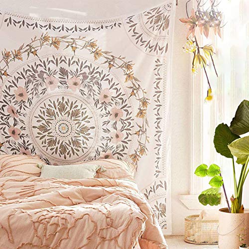 Book Cover Simpkeely Sketched Floral Medallion Tapestry, Bohemian Mandala Wall Hanging Tapestries, Indian Art Print Mural for Bedroom Living Room Dorm Home DÃ©cor 59.1x80 Inchesï¼ˆMauveï¼‰