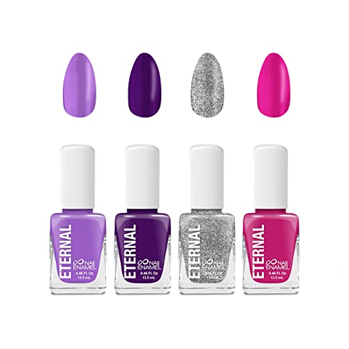 Eternal Nail Polish Set 4 Piece Kit: Long Lasting, Quick Dry and Cruelty Free. Made in USA - 0.46 Fluid Ounces Each (Holiday)