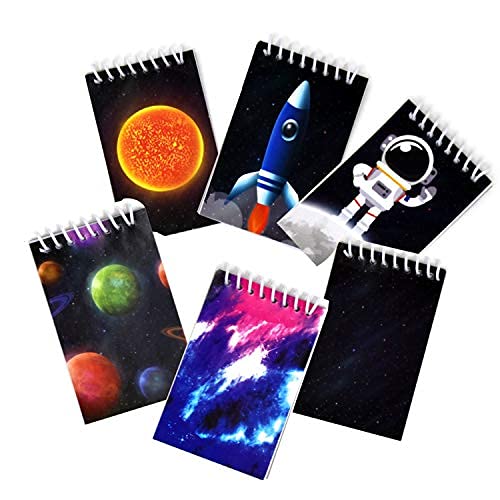 Gift Boutique 48 Outer Space Galaxy Mini Notepads, Astronaut & Rocket Ship Theme Spiral Memo Notebooks, Solar System Party Favors & Classroom Rewards for Kids