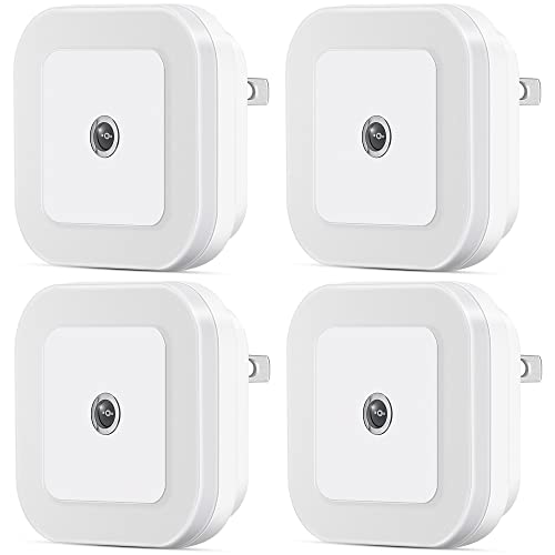 SYCEES Dimmable LED Night Light with Dusk-to-Dawn Sensor for Nursery, Kids Room, Bedroom, Hallway, Stairs, Bathroom, Kitchen, Daylight White, Pack of 4