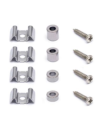 Metallor Guitar String Trees String Retainer Guides Compatible with Strat Tele Style Electric Guitar Bass Parts Replacement Pack of 4pcs with Mounting Screws Chrome.