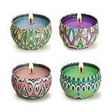 La roskey Scented Candles Gift Set - Jasmine, Rose, Vanilla and White Tea, Candle Soy Wax for Stress Relief and Aromatherapy, Candles(4 - Pack)