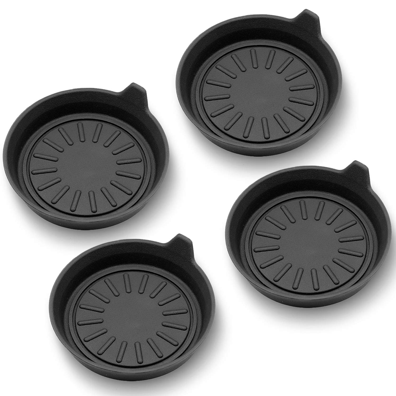Seven Sparta Car Coasters for Cup Holders, Silicone Cup Holder Coasters, Universal Vehicle Coasters, Set of 4 Pack, 3-1/8" Diameter (Black)