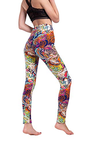Yiwbeij Leggings for Women, Ankle Length Mid Waist Soft Flower Active Yoga Leggings Beige