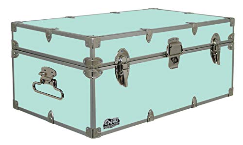 C&N Footlockers #1 Trunk for Summer Camp - Only STEEL Trunk on Amazon - Happy Camper Storage Trunk - Durable Chest with Lid Stay - 32 x 18 x 13.5 Inches