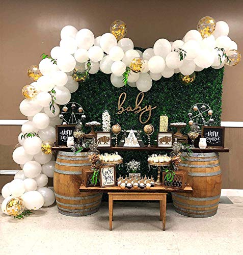 Book Cover Balloon Garland Arch Kit 16Ft Long White and Gold Latex Balloons Pack for Baby Shower Weeding Birthday Bachelorette Party Backdrop Background Decorations