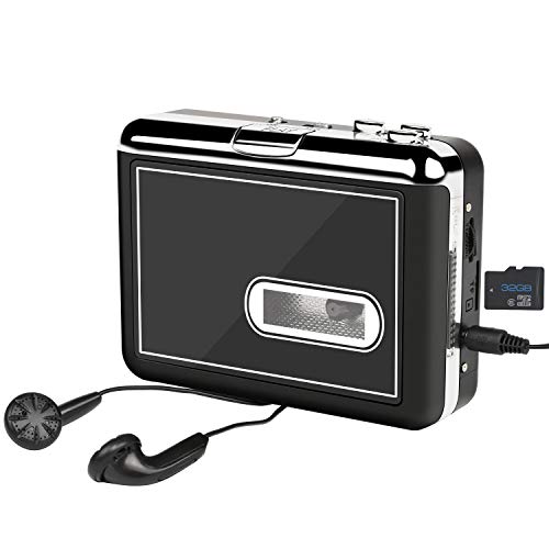 Cassette Player, Portable Cassette to MP3 Converter and Walkman Tapes Recorder Digital Audio Music Player with Earphones, no PC Compatible, Directly Save into TF Card
