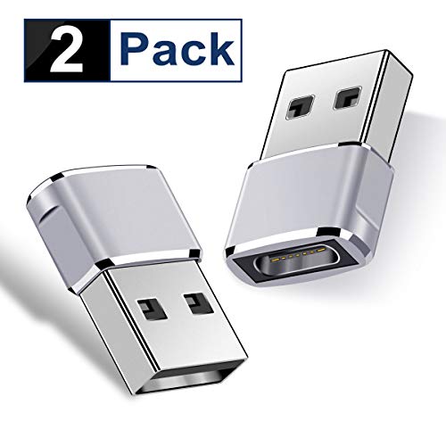 Book Cover USB C Female to USB Male Adapter (Upgraded Version) (2-Pack), Basesailor Type C to USB A Adapter, Compatible with Laptops, Power Banks, Chargers, and More Devices with Standard USB A Ports (Silver)
