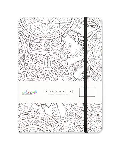 ColorIt Notebook Journal 5.8" x 8.2", A5, 320 Dot Grid Pages, Hardcover, Matte Cover Finish, Elastic Band, Inner Pocket, Bookmark, Perforated Pages, Perfect for Bullet Journaling (Circle)