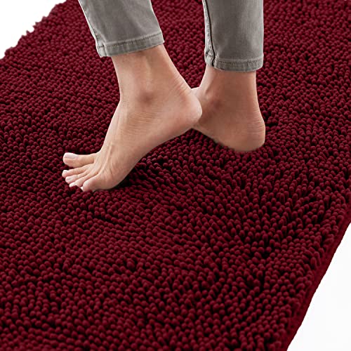 Book Cover Gorilla Grip Bath Rug 30x20, Thick Soft Absorbent Chenille, Rubber Backing Quick Dry Microfiber Mats, Machine Washable Rugs for Shower Floor, Bathroom Runner Bathmat Accessories Decor, Burgundy