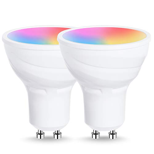 Book Cover GU10 LED Smart Light Bulbs, LOHAS GU10 Color Changing WiFi Light Bulbs, Dimmable Warm White 50W Halogen Bulbs Replacement for Track Light, Works with Alexa, Google Home, Siri (No Hub Required), 2Pack