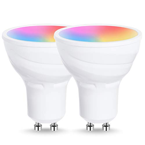 GU10 LED Smart Light Bulbs, LOHAS GU10 Color Changing WiFi Light Bulbs, Dimmable Warm White 50W Halogen Bulbs Replacement for Track Light, Works with Alexa, Google Home, Siri (No Hub Required), 2Pack