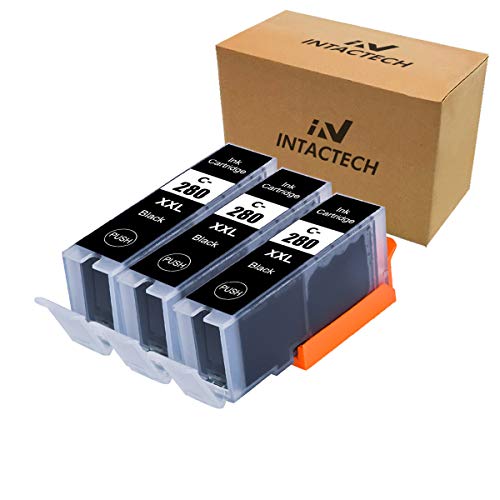 Intactech Compatible Ink Cartridges Replacement for Canon PGI-280XXL PGBK PGI-280 XXL Black Ink Tank 3 Pack(3 Black PGI 280xxl) Work with Pixma TS6120 TS8120 TR7520 TR8520 TS9120 TS6220 TS8220 TS9520