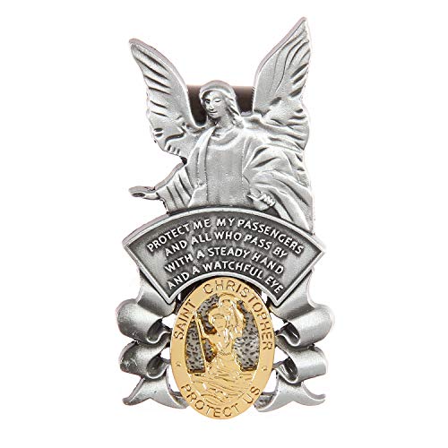 Guardian Angel Visor Clip, St Christopher Visor Clip, Protect US, Religious Holy Visor Clip Gift for Driver, US004 (1111)