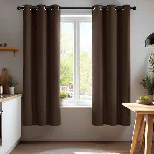Deconovo Blackout Curtains Room Darkening Thermal Insulated Curtain Panels Grommet for Living Room Chocolate 38 x 45 Inch 2 Panels