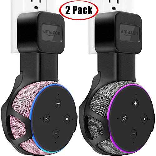 Book Cover TOOVREN Upgraded Outlet Wall Mount Holder Stand for Dot 3rd Generation (No Muffled Sound) Space-Saving Alexa Accessories for Your Smart Home Speakers Without Mess Wires or Screws (2 Pack)