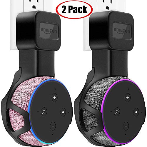TOOVREN Upgraded Outlet Wall Mount Holder Stand for Dot 3rd Generation (No Muffled Sound) Space-Saving Alexa Accessories for Your Smart Home Speakers Without Mess Wires or Screws (2 Pack)