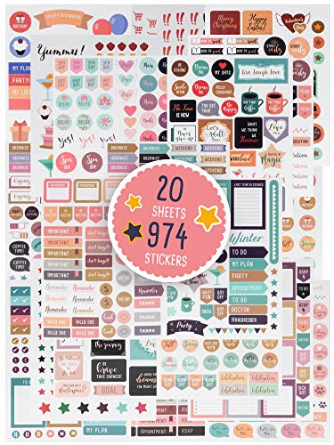 Aesthetic Planner Stickers - 974 Beautiful Accessories Enhance and Simplify Your Planner, Journal and Calendar