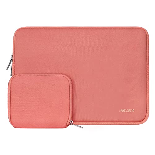 MOSISO Laptop Sleeve Compatible with MacBook Air/Pro, 13-13.3 inch Notebook, Compatible with MacBook Pro 14 inch 2023-2021 A2779 M2 A2442 M1, Neoprene Bag with Small Case, Living Coral