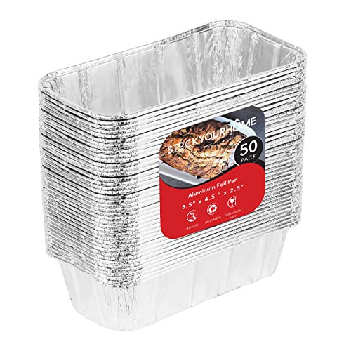 Aluminum Pans for Bread Loaf Baking (50 Pack) 8x4 Aluminum Foil Loaf Pan - 2 Lb Bread Tins, Standard Size, Compatible with Roadpro 12 Volt Portable Stove - Perfect for Baking Cakes, Meatloaf, Lasagna