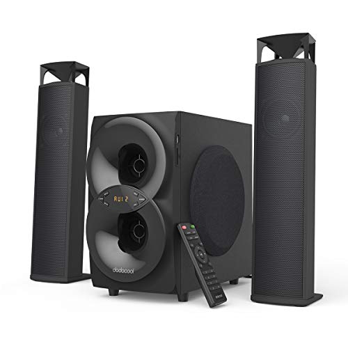 dodocool Sound Bar, 2.1 Channel Soundbar System with Wired and Wireless Subwoofer, LED Display, USB/SD Reader, FM Radio, Remote Control for TV/Phone/PC