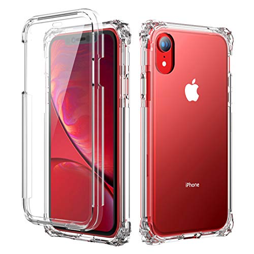 SKYLMW iPhone XR Case, [Built in Screen Protector] Full Body Shockproof Dual Layer High Impact Corner Protection Hard Plastic & Soft TPU with Sturdy Cover Case for iPhone XR 2018(6.1 inch),Clear