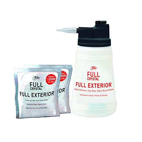 Full Exterior Kit - Bottle, Lid with Hose Attachment and Two 4 oz. Crystal Powder Outdoor Cleaner : Non-Toxic, No Scrub, No Rinse Cleaning Kit - Shipped Product Packaging May Vary