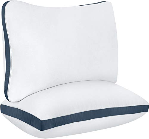 Utopia Bedding Cotton Gusseted Pillow (2-Pack) - Luxury Side Sleeper Pillows for Sleeping - Bed Pillows King (18 x 36 inches) - Navy