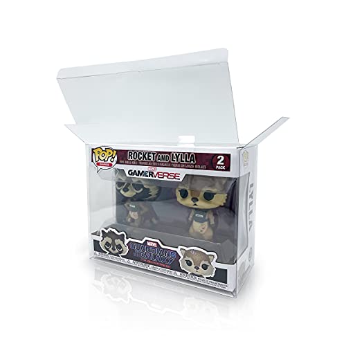EcoTEK Protectors Compatible with Funko - 2 Pack Pop! & VYNL Figures (8 Pack of EcoTEK 2 Pack Pop Protectors) Strong, Crystal Clear Case, Heavy Duty Acid Free w/Protective Film & Locking Tab