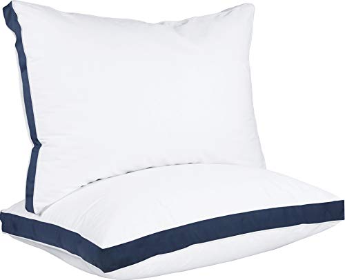 Book Cover Utopia Bedding Gusseted Pillow (2-Pack) Premium Quality Bed Pillows - Side Back Sleepers - Navy Gusset - Queen - 18 x 26 Inches