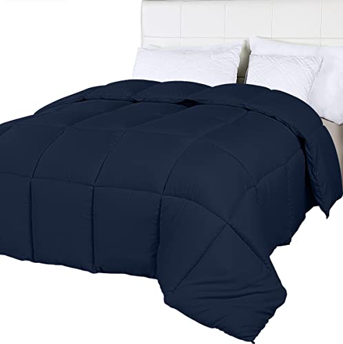 Book Cover Utopia Bedding Comforter Duvet Insert - Quilted Comforter with Corner Tabs - Box Stitched Down Alternative Comforter (Twin, Navy)