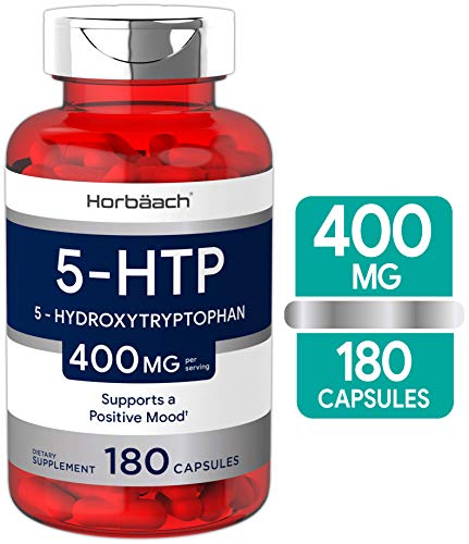 Horbaach 5HTP 400mg | 180 Capsules | Huge Size & Max Potency | Non-GMO, Gluten Free | 5 Hydroxytryptophan Extra Strength Supplement
